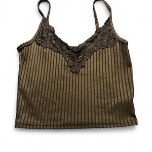 Striped Lace Trim Cami Tank Top